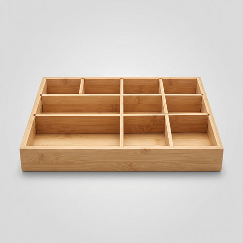 Bamboo Desk Drawer Tray: Adjustable Dividers
