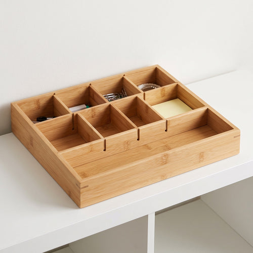 Bamboo Desk Drawer Tray: Adjustable Dividers
