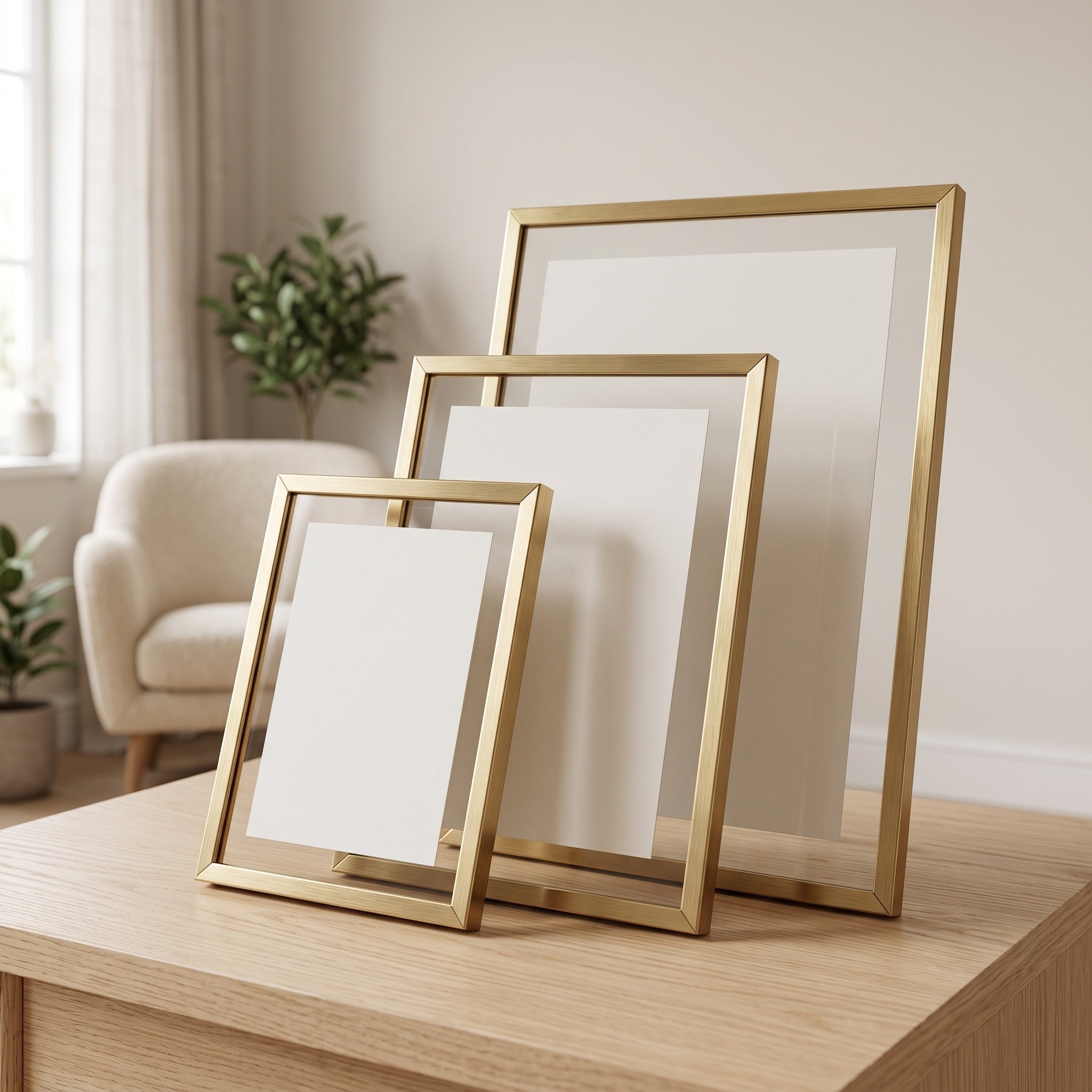 Brass Picture Frames: Set of Three