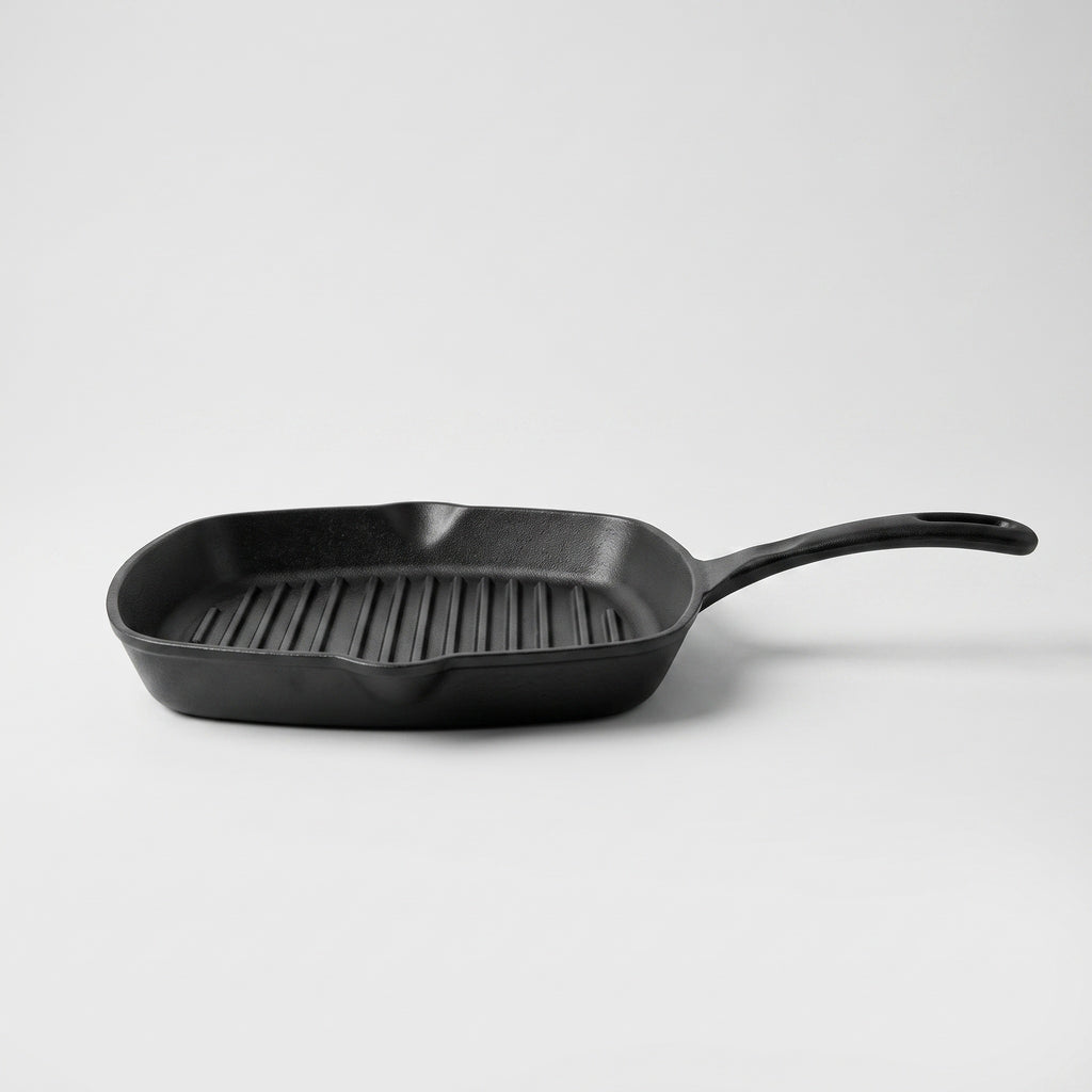 Cast Iron Grill Pan: Ridged Base, Pre-Seasoned