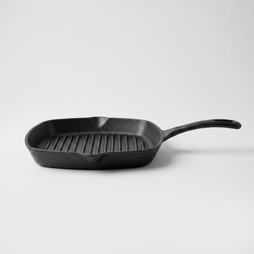 Cast Iron Grill Pan: Ridged Base, Pre-Seasoned