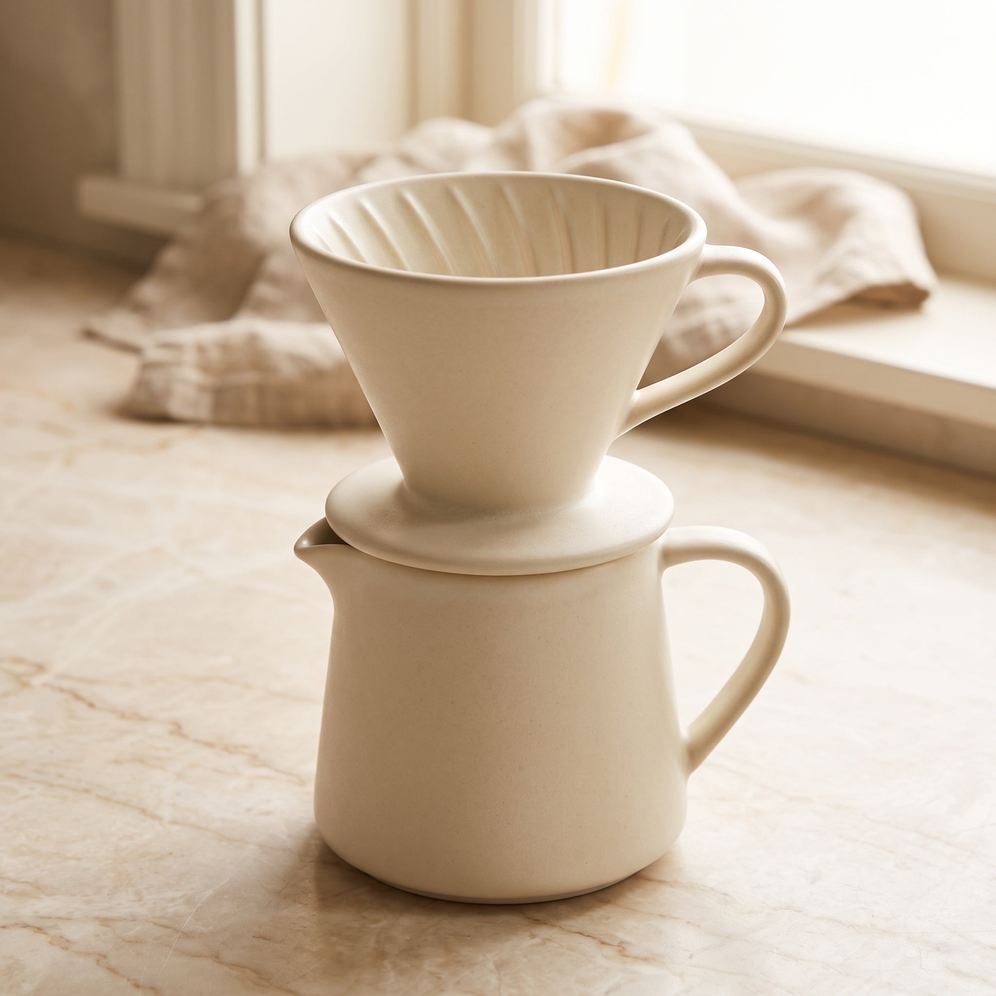 Ceramic Pour-Over Coffee Set: Slow Drip, Two Cups