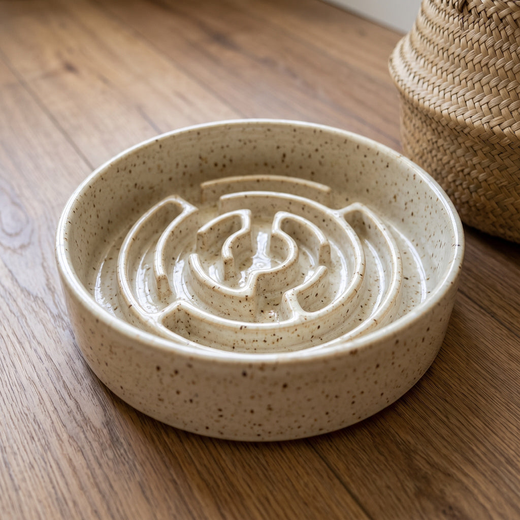 Ceramic Slow Feeder Bowl: Non Slip Base
