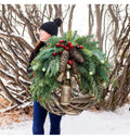 Christmas Wreath: Pinecones, Berries, Hanging Bells