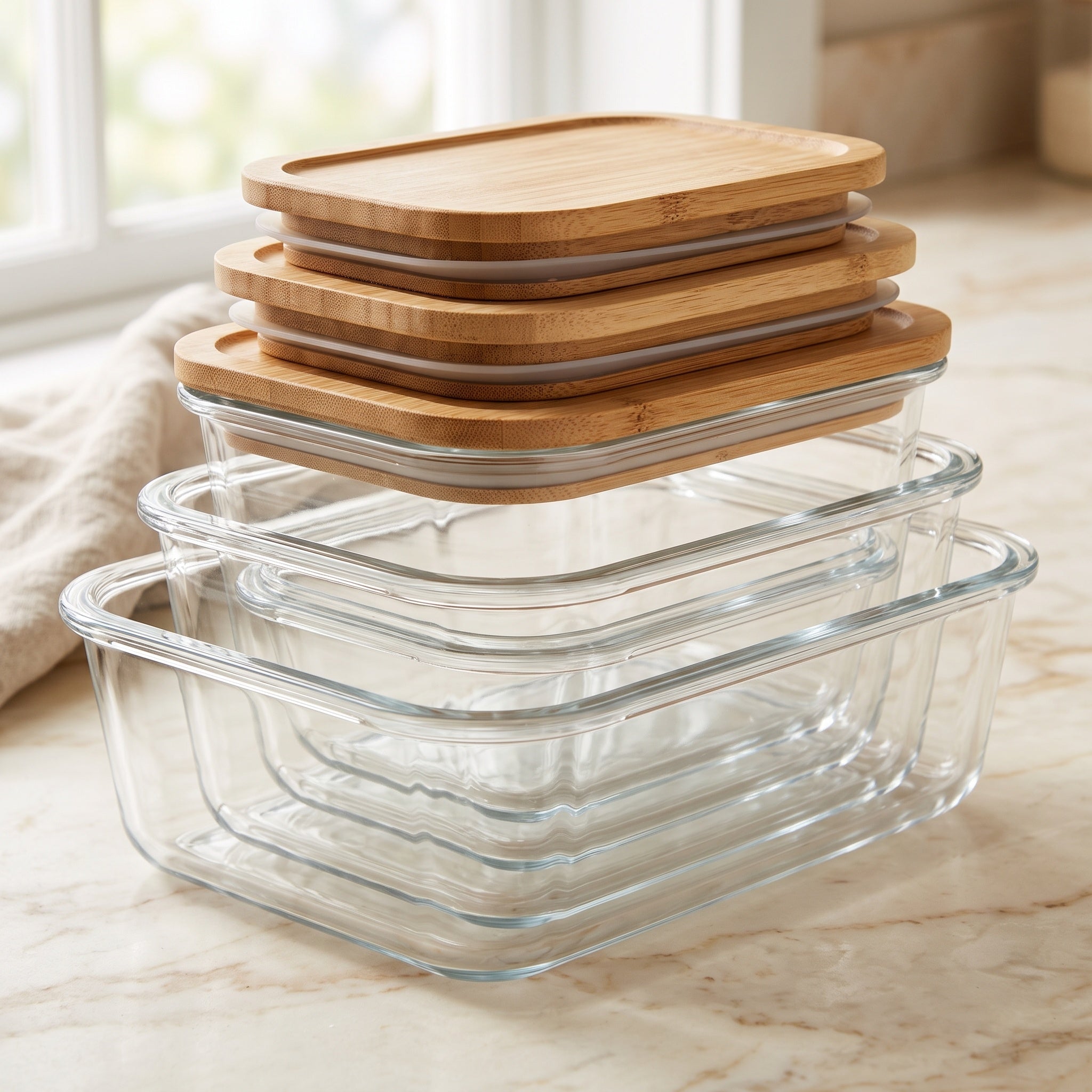Glass Food Containers: Airtight, Oven Safe, Set of 5