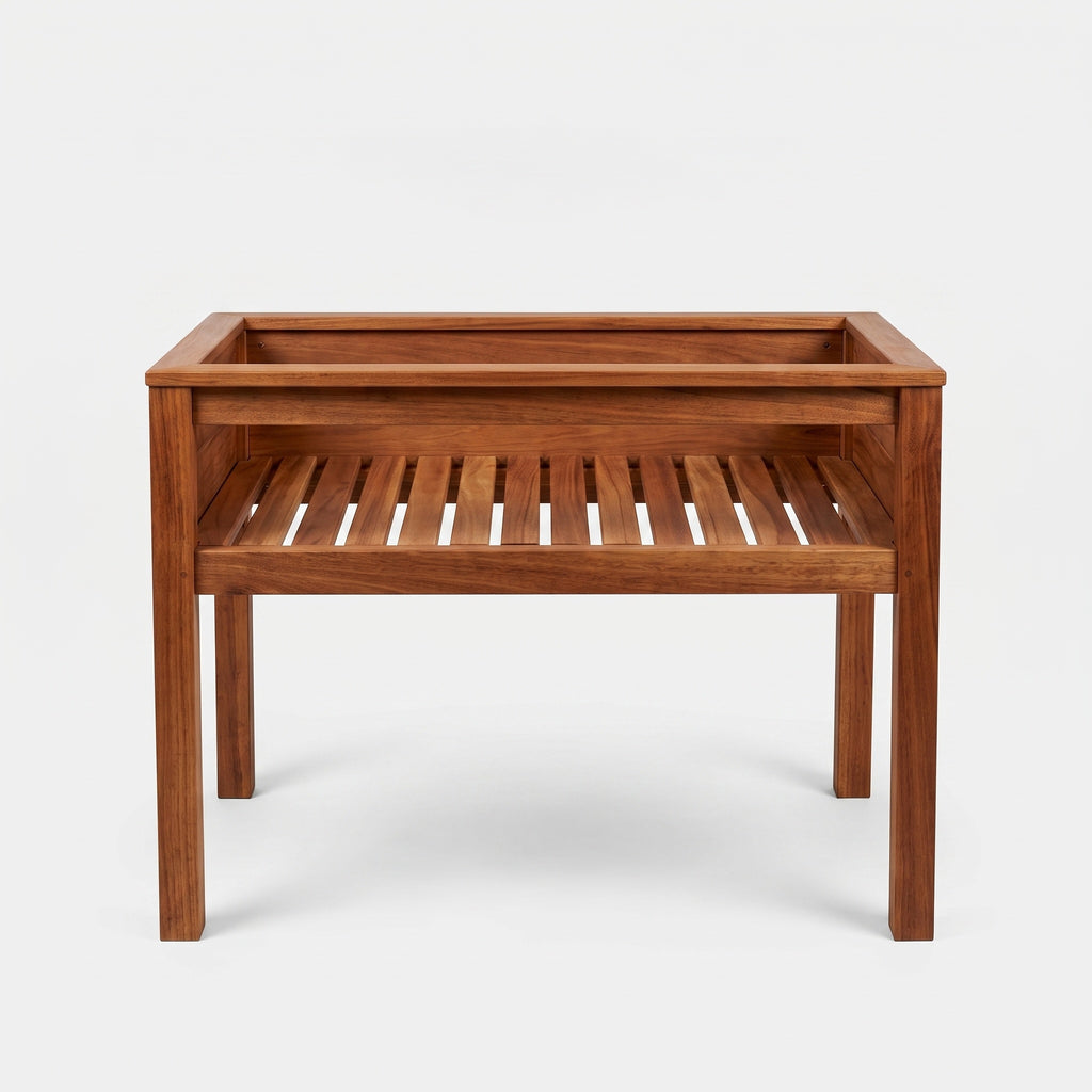 Hardwood Planter Box: Raised, Slatted Base