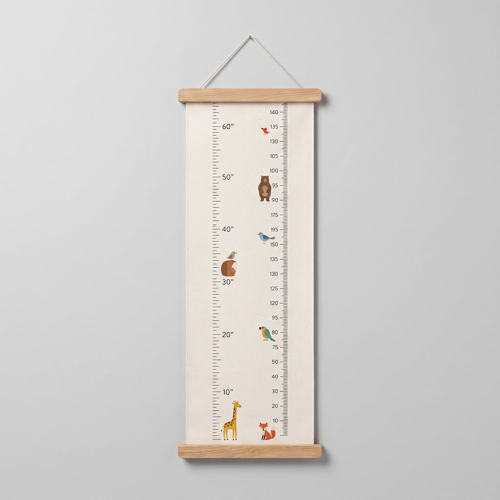 Height Chart Wall Hanging: Canvas, Wooden Rails