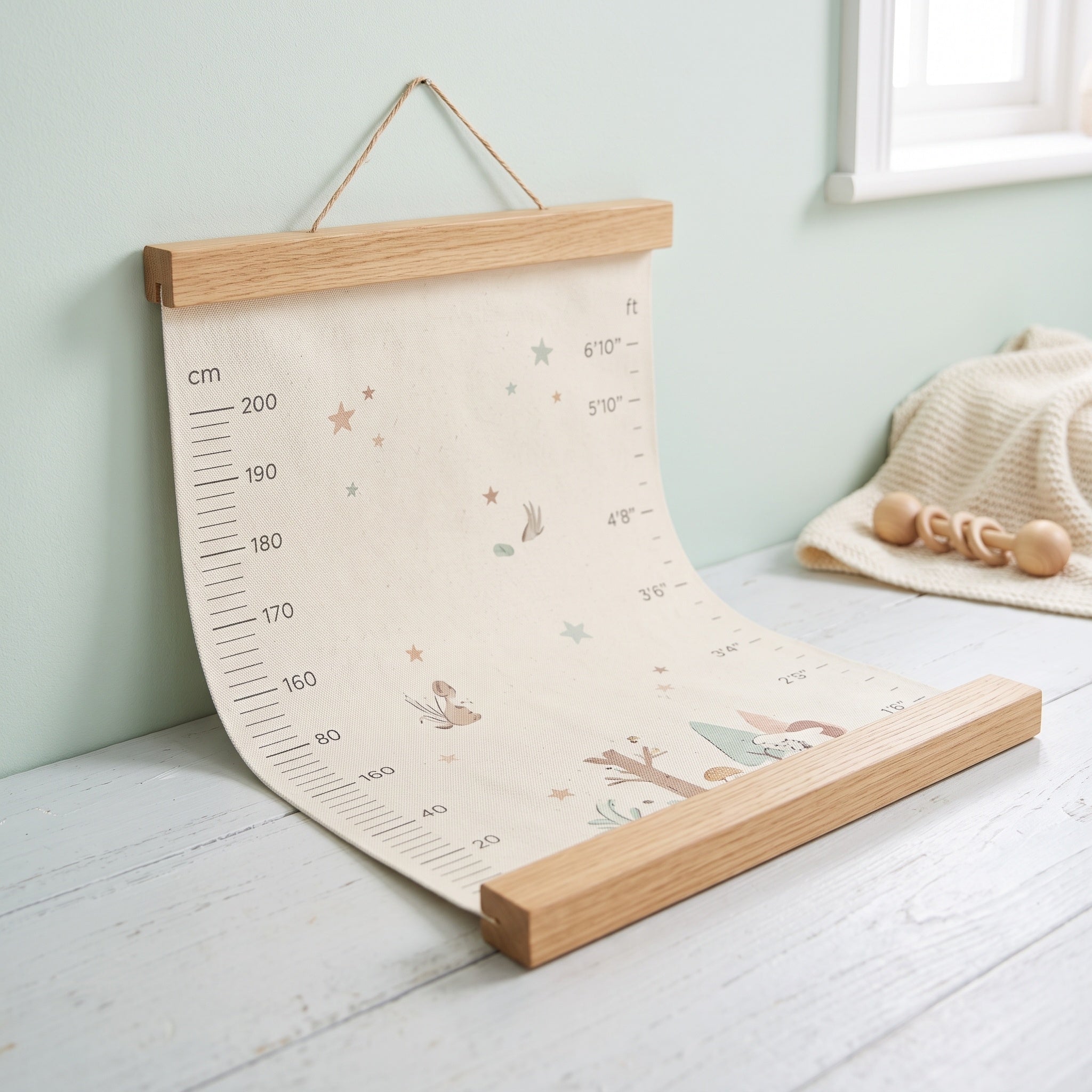 Height Chart Wall Hanging: Canvas, Wooden Rails