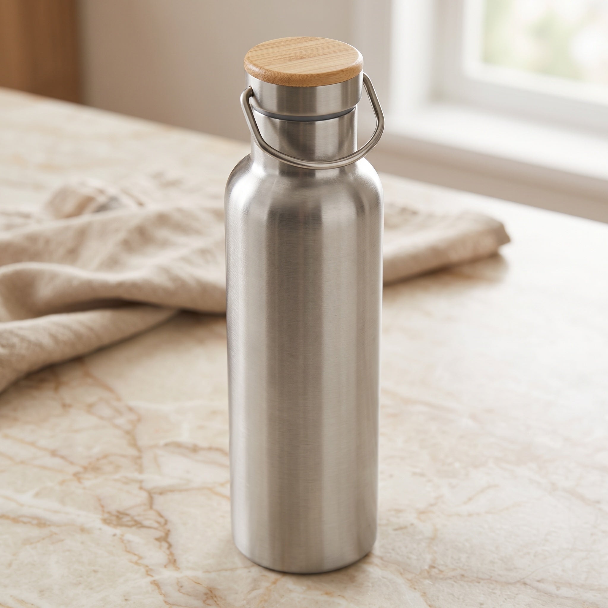 Insulated Water Bottle: Bamboo Lid, 12h Cold