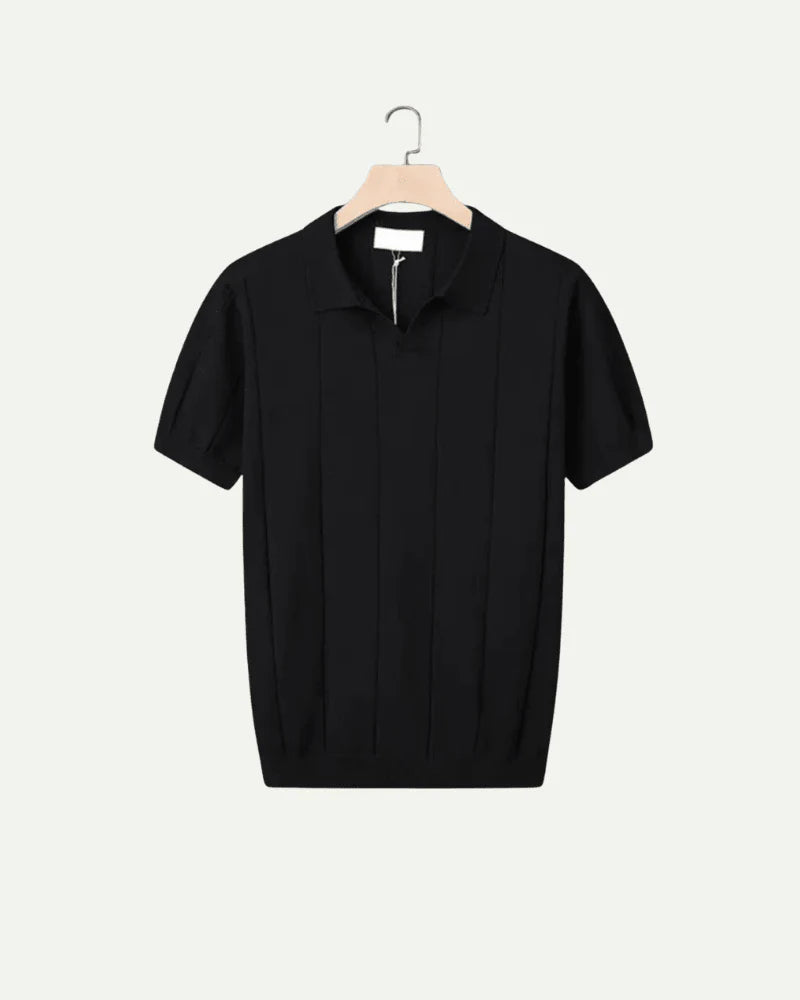 Polo męskie casual z krótkimi rękawami i przewiewną dzianiną prążkowaną