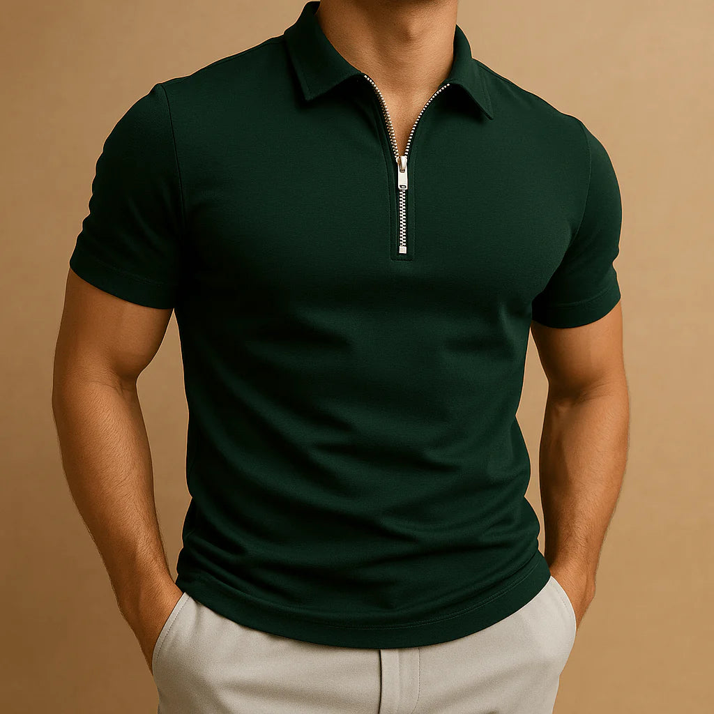 Polo męskie zip krótki rękaw minimalistyczny design sportowa elegancja