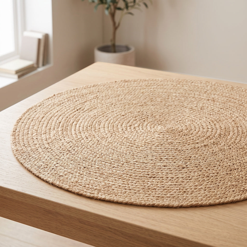 Jute Floor Rug: Flatweave, Round