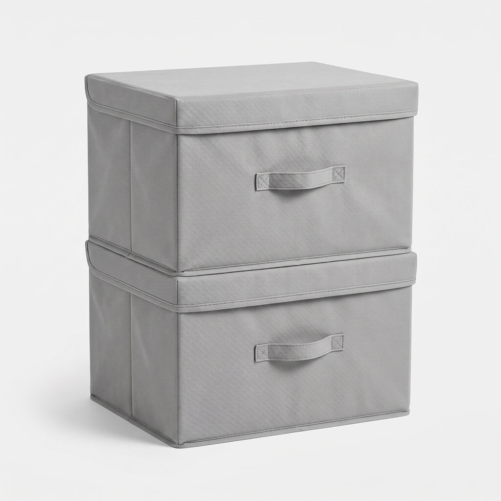 Lidded Fabric Storage Boxes: Two Pack