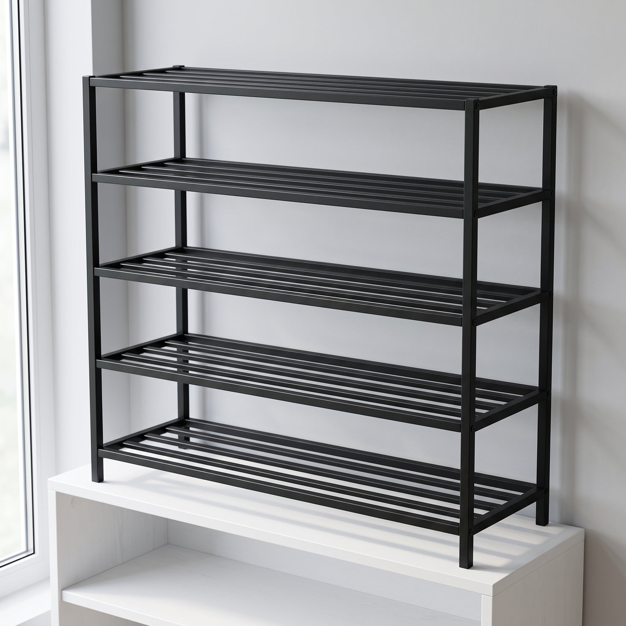 Stackable Shoe Rack: Five Tier, Steel Frame