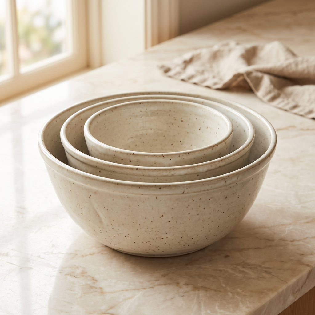 Stoneware Mixing Bowls: Nesting Set of Three