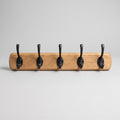 Wall Mounted Coat Rack: Five Hooks, Oak