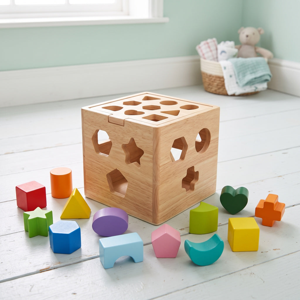 Wooden Shape Sorter Box: Twelve Blocks
